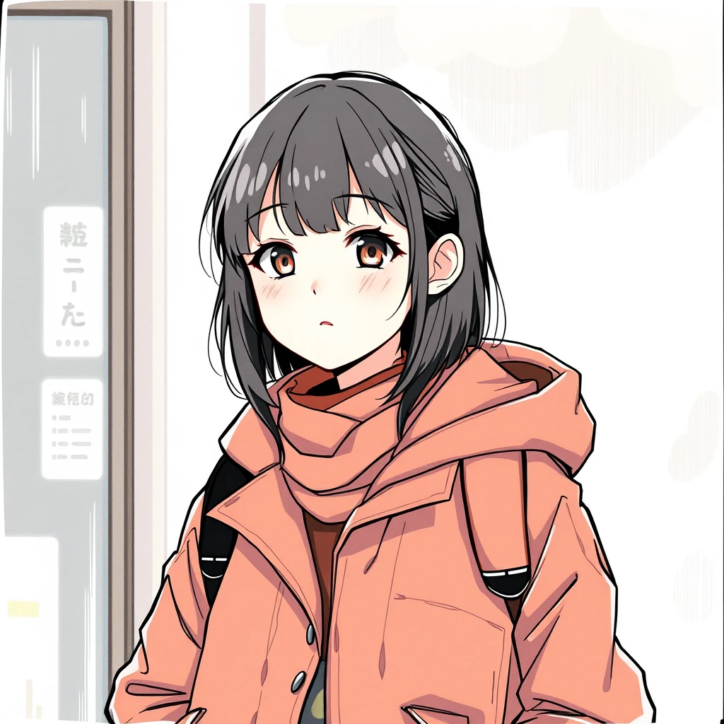 Manga girl in outerwear