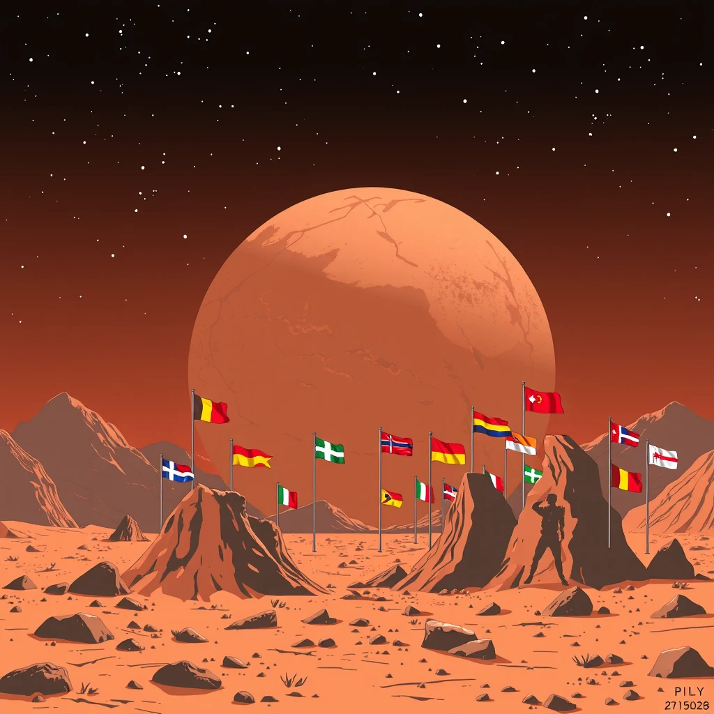 "Logged into Mars, there are many flags."