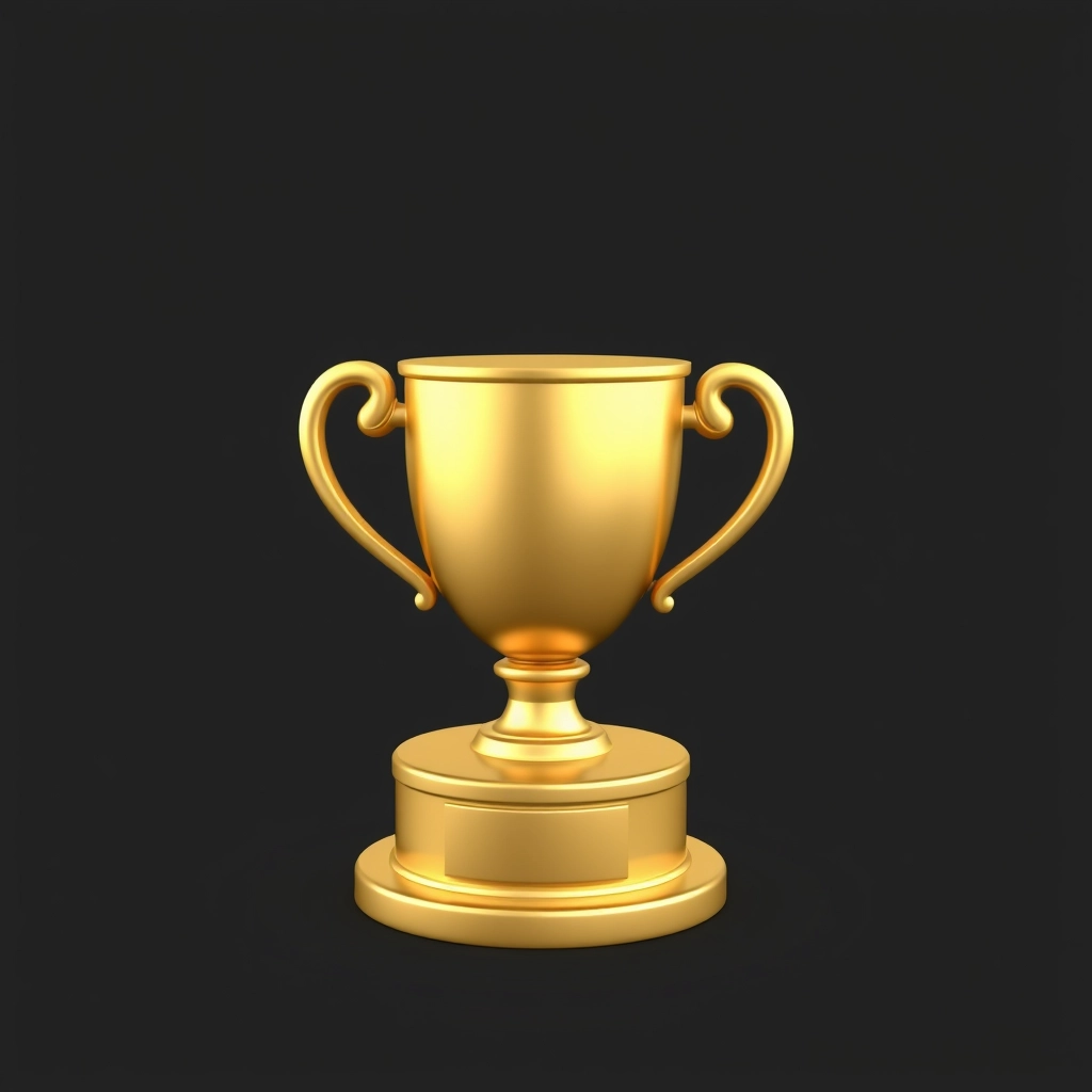 3D, a trophy icon, gold color, in the style of ZBrush. - Image