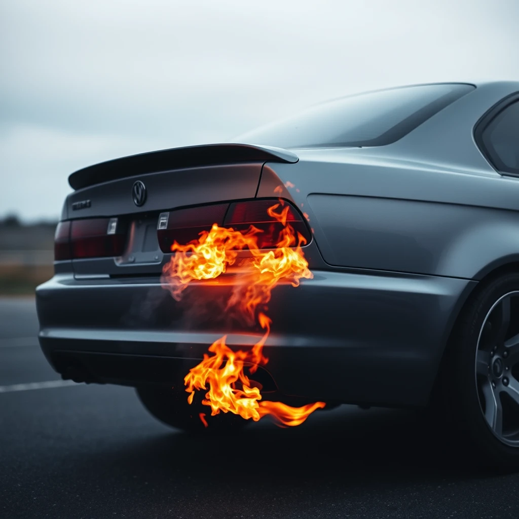 a car shooting flames from its exhaust - Image