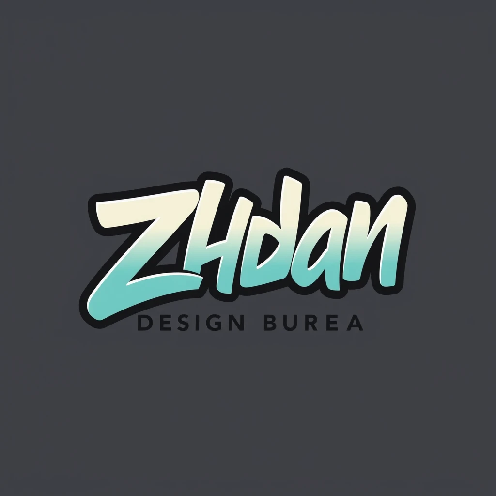 Lettering logotype of "Zhdan Design Bureau" in cute graffiti style.