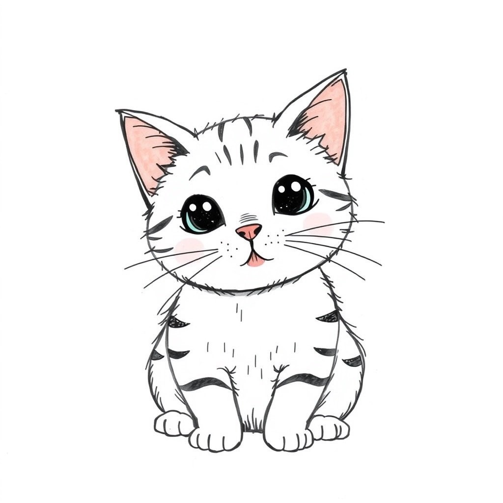 "Draw a picture of a cute living cat being adorable." - Image