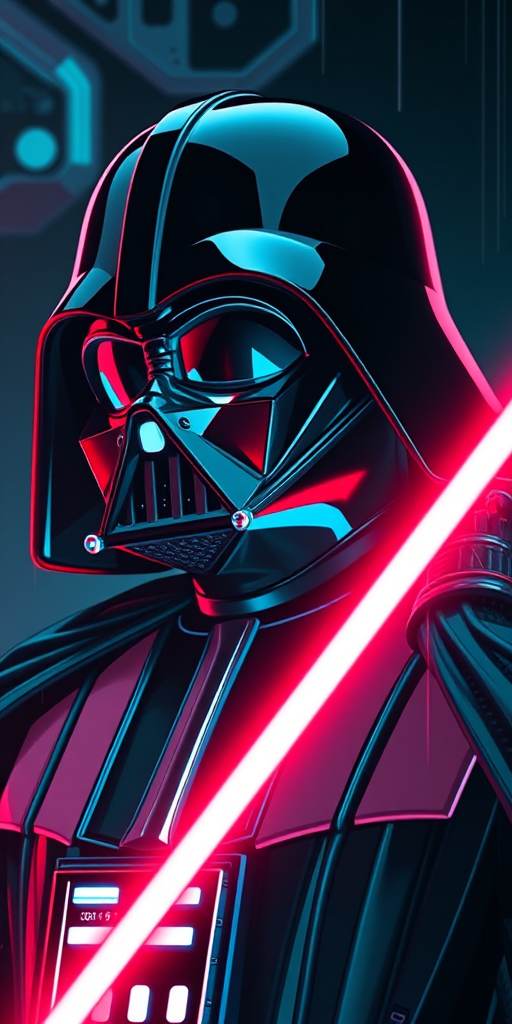 Cyber punk Darth Vader, neon glow, ultra detailed. - Image