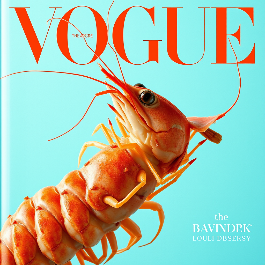 a shrimp on the cover of Vogue