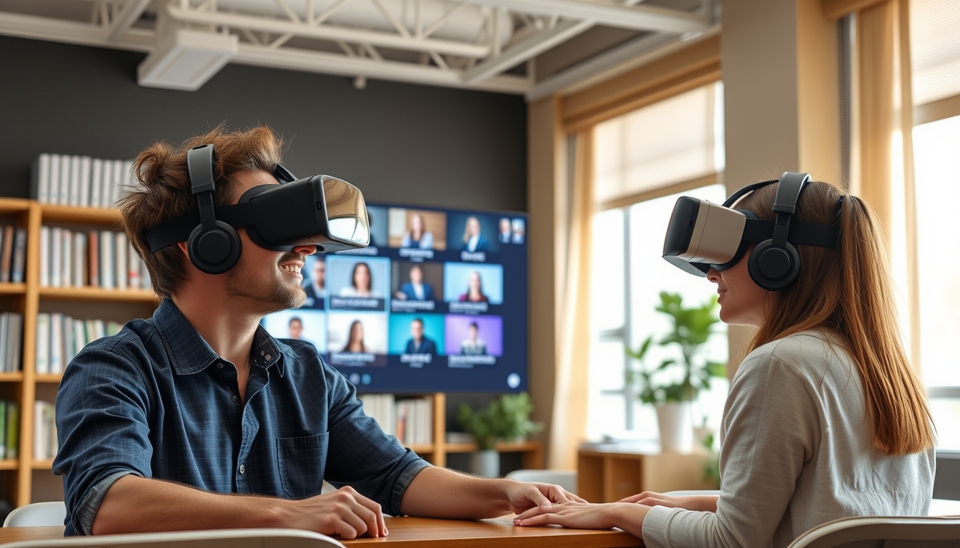 Remote learning with VR technology, depicting education innovation. - Image