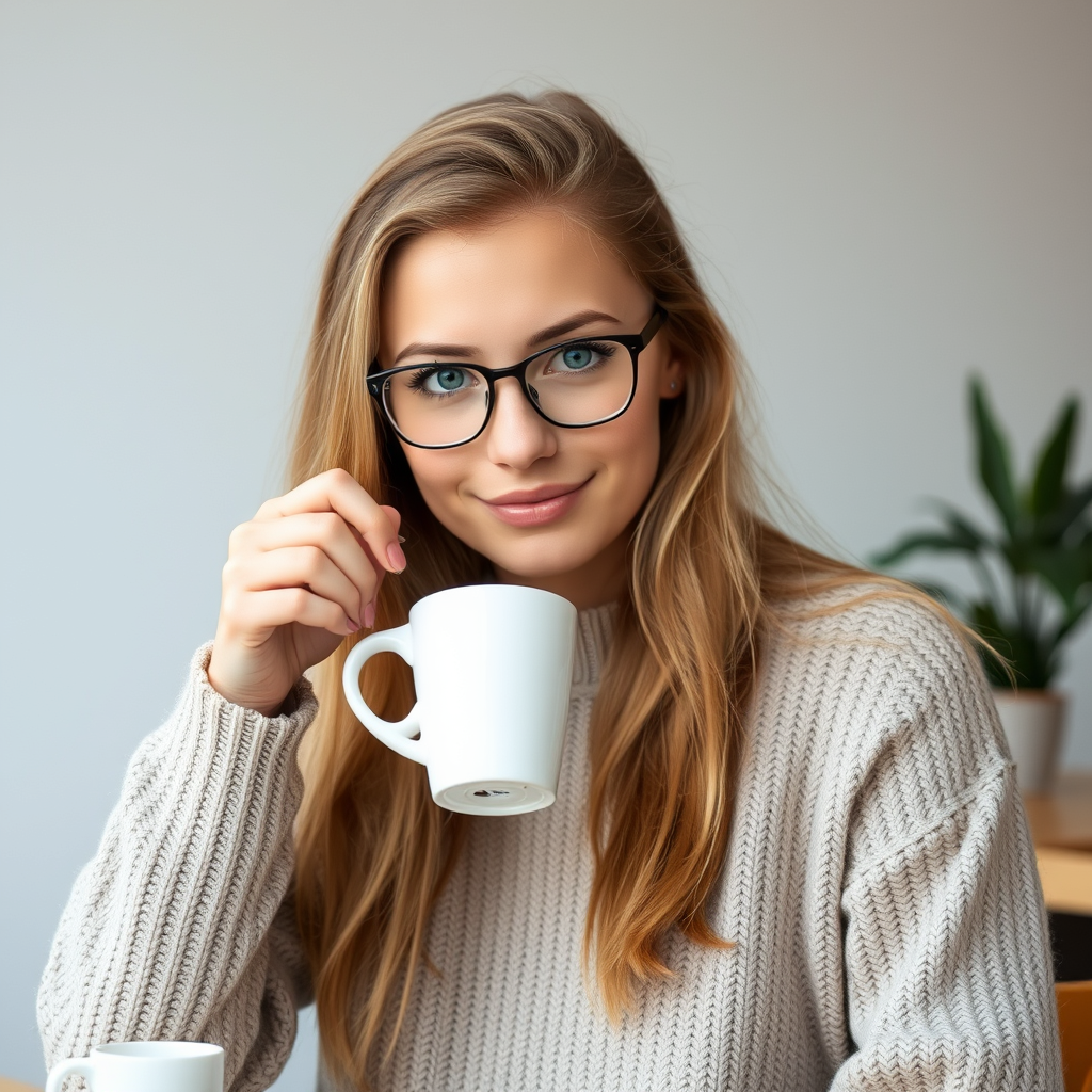 26 years old Swedish girl, a data scientist, drinking coffee. - Image