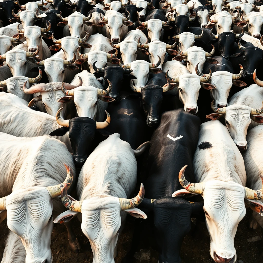 a frame full of white and black bulls in it - Image