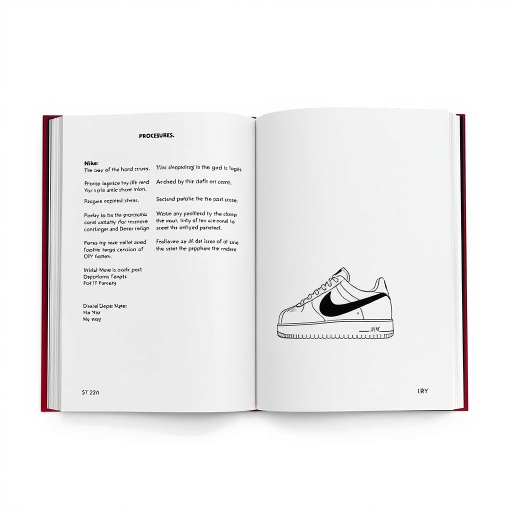 Book with procedures to create Nike shoes for department 'QC', with brand 'RY'. - Image