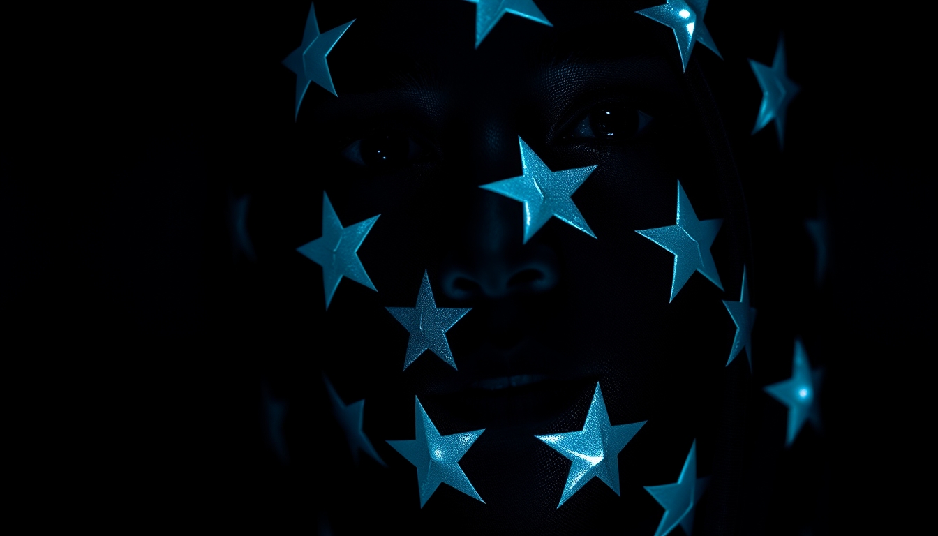 Woman's face covered in stars. - Image