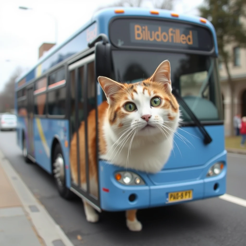 "After a while, this cat is actually a bus." - Image