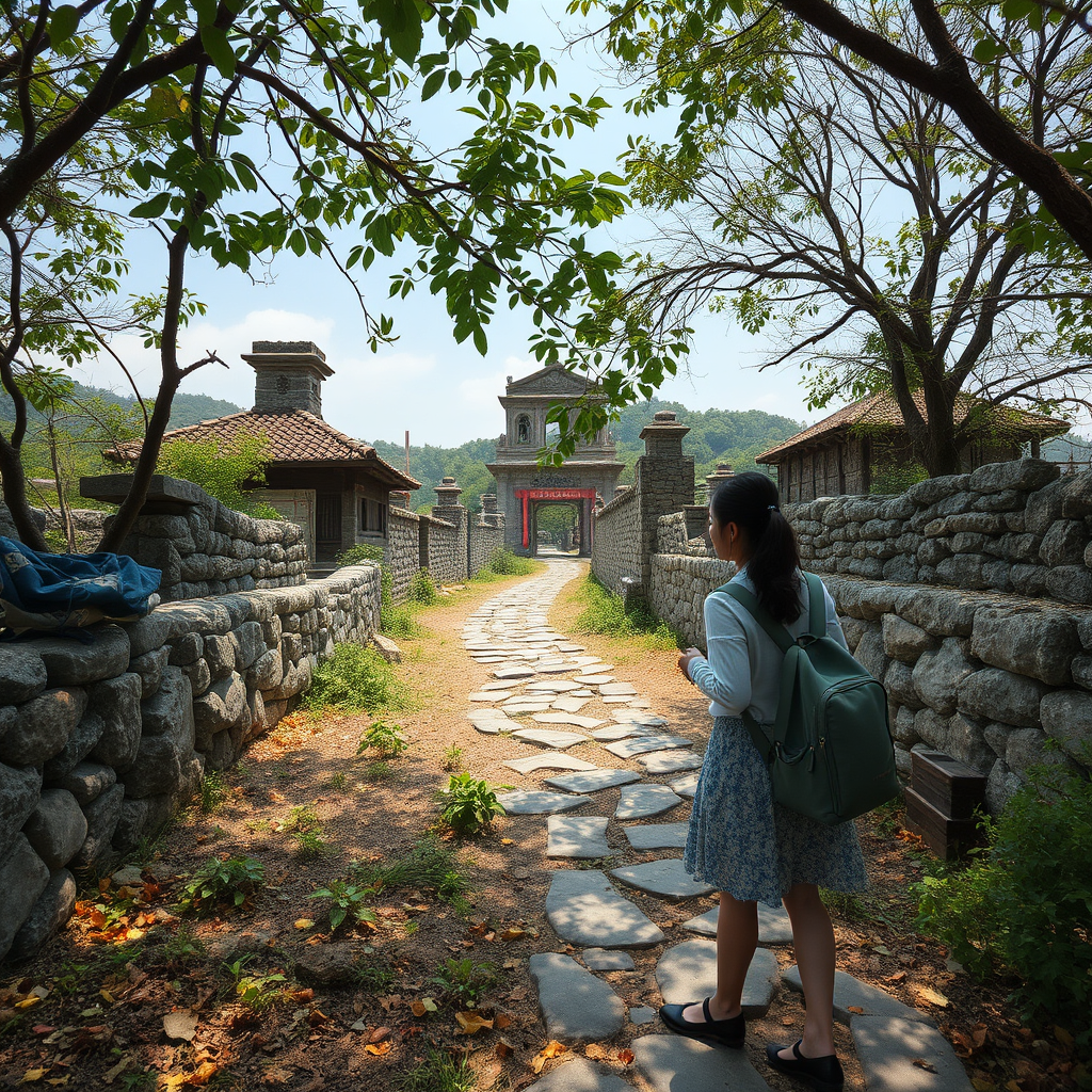 🌳 **Nature and History**: "Woman exploring trails, historical sites, every stone and leaf, stories of Cheung Chau Island, discovery, photorealistic style"