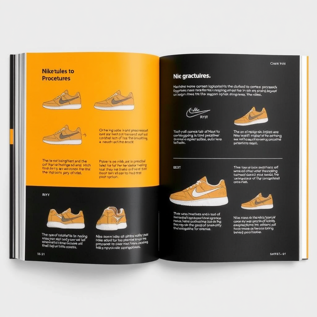 Book with procedures to create Nike shoes with the process 'cutting', with brand 'RY'.