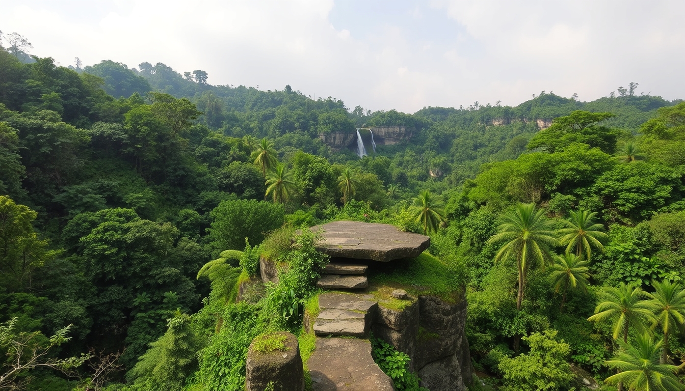 Stone Platform In A Lush Jungle Setting - Image