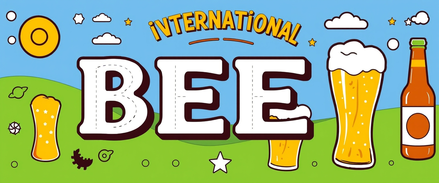 International beer-themed graphic design, vibrant and fun. - Image