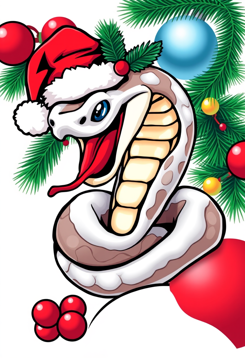 Christmas snake, professional T-shirt design, vector design isolated on a white background. - Image