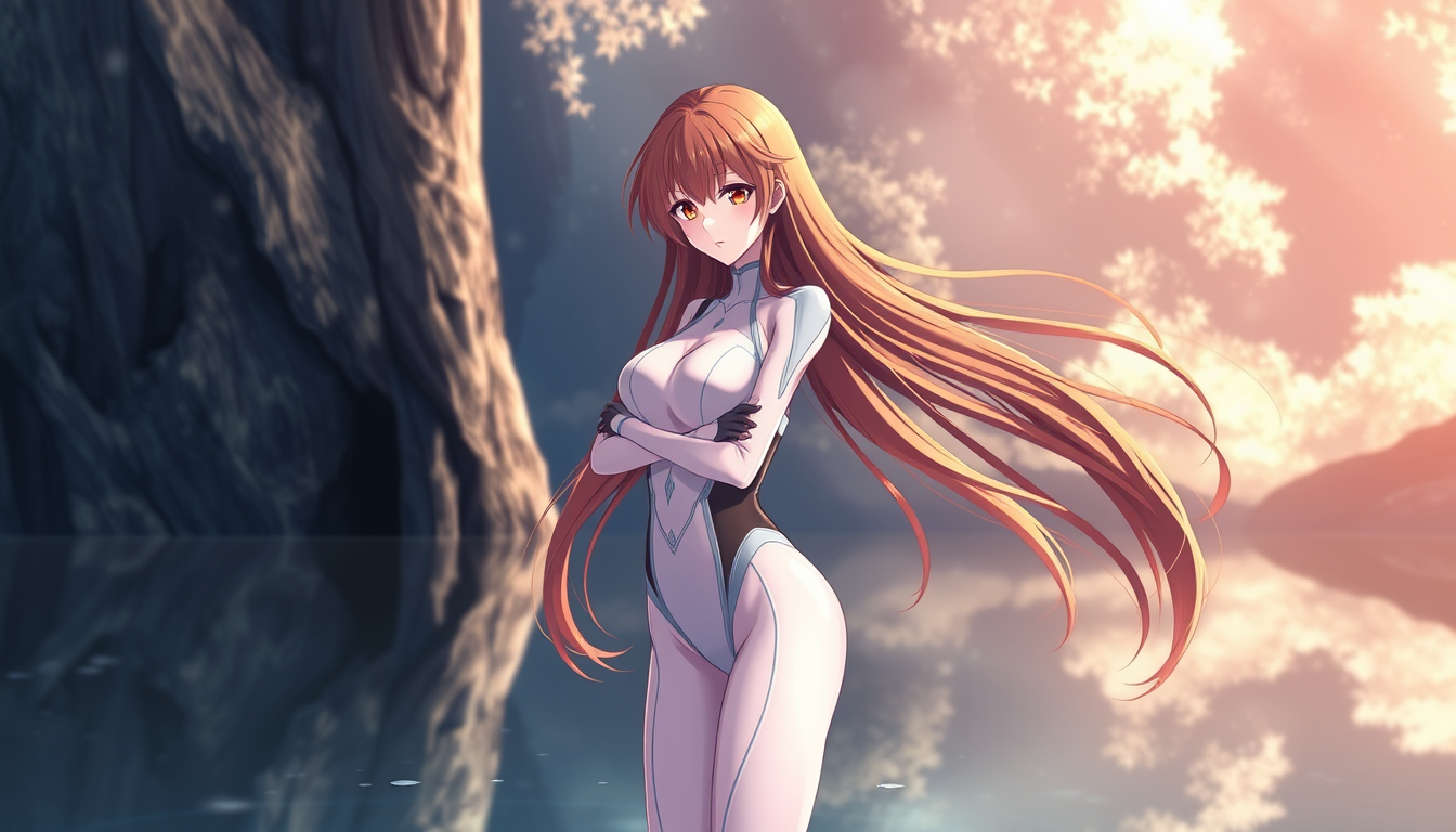 Anime art of a motherly Orihime, bodysuit, long hair, natural reflection, detailed body, standing, anime wallpaper background, stunning details, anime artwork, illustration quality, wallpaper engine, 4k. - Image