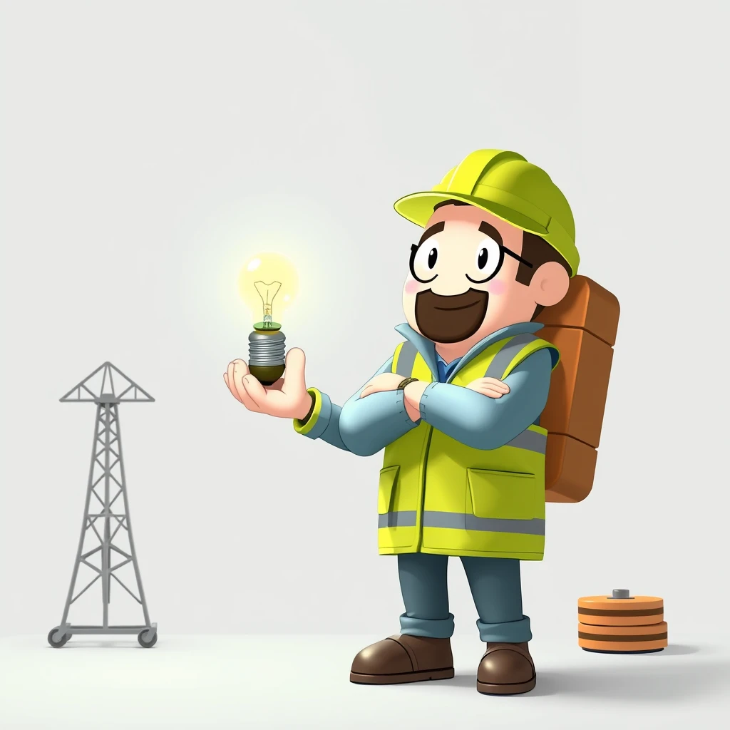 Create a company character that provides solutions for saving electrical energy.