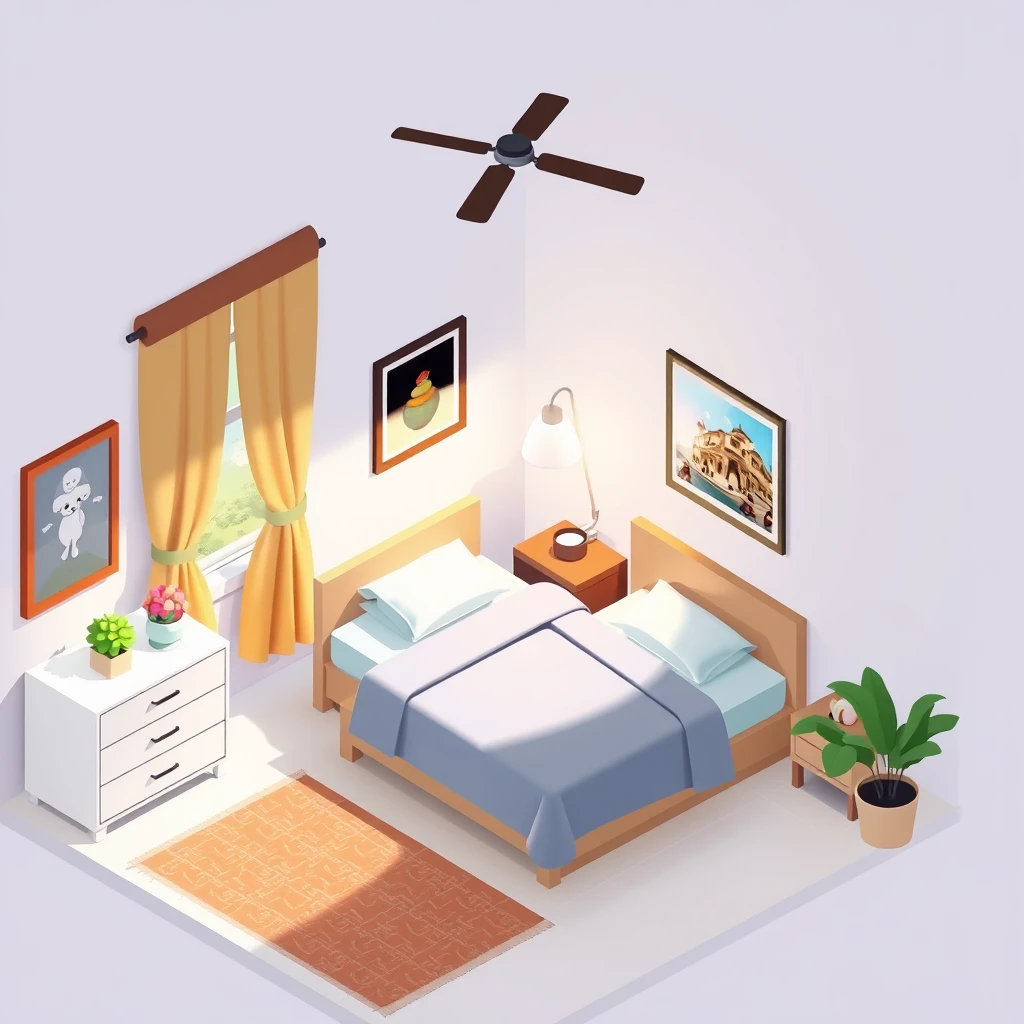 Isometric image of bedroom - Image