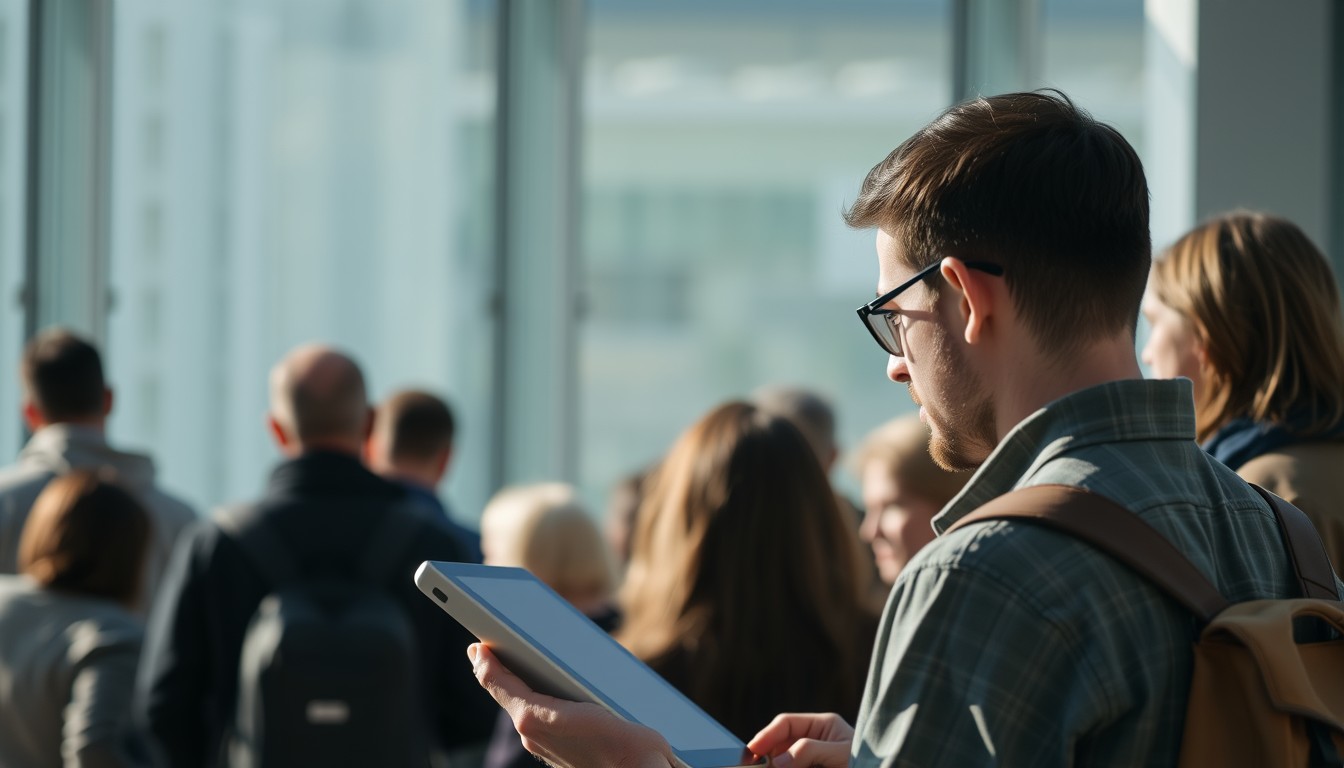 People are looking at a tablet. A glance over the shoulder. - Image