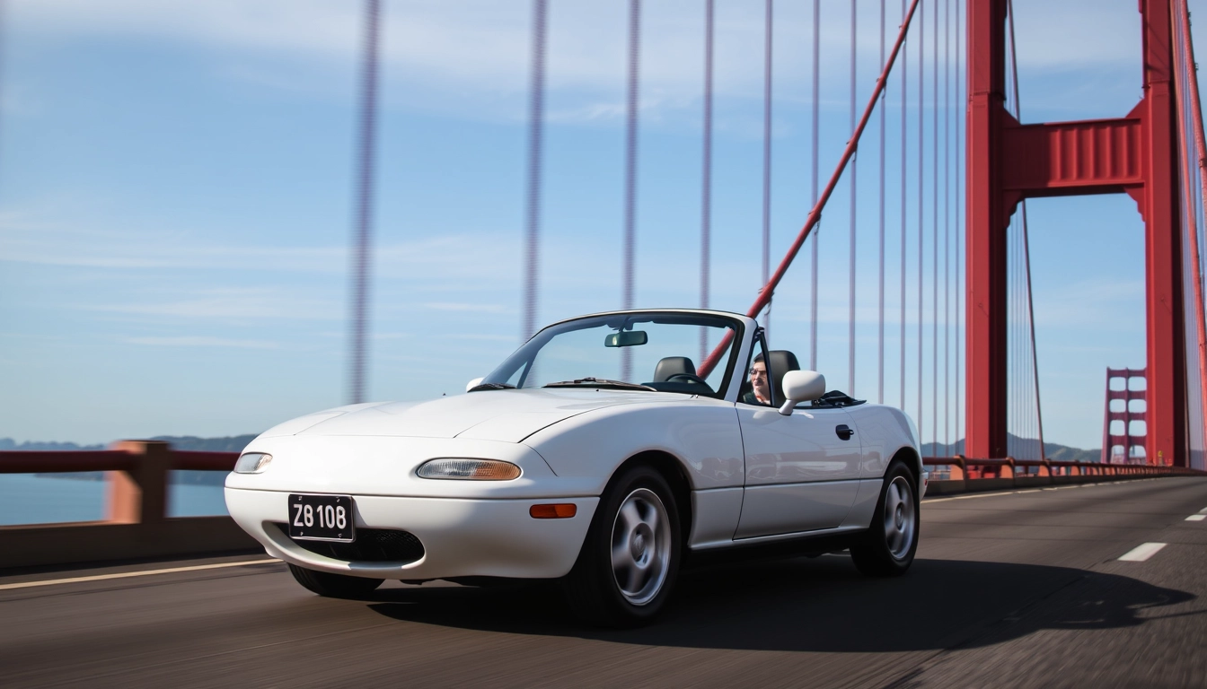 1991 Mazda Mx5 on the Golden Gate Bridge - Image