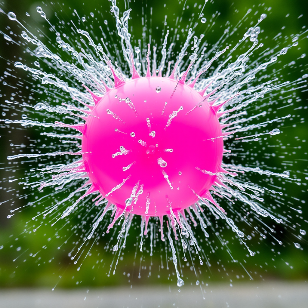 Super slow motion shot of water balloon explosion moving towards camera. - Image