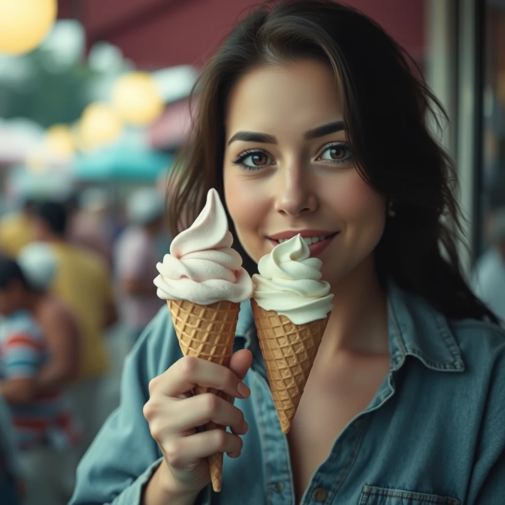 woman with ice-cream, 16:9