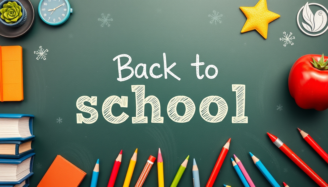 Back to school background, words say "Back to school".