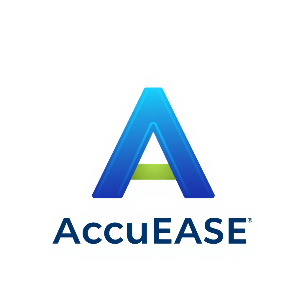 A logo for a data mastery application named "AccuEASE" with the letter A that has an IT nuance; make it in PNG format with a transparent background.