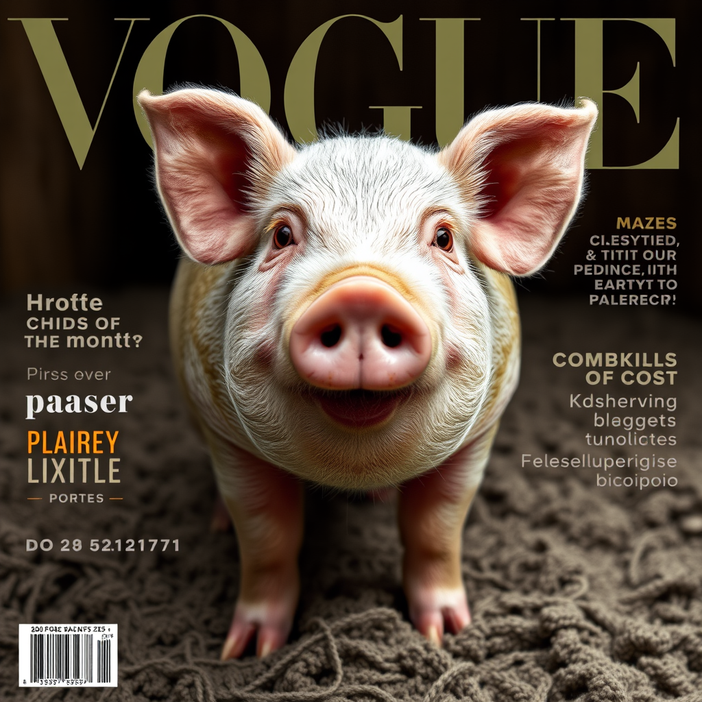 a pig on the cover of Vogue