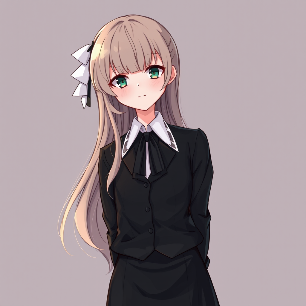 1 girl, black random formal attire,