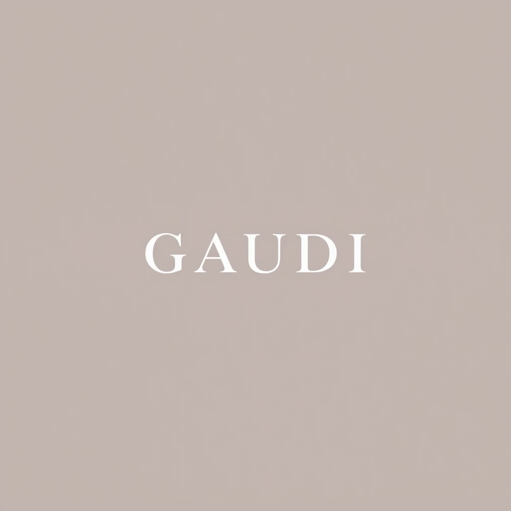 The brand name is "GAUDI", a sensual logo, simple lines, black and white, and a Spanish feel. - Image