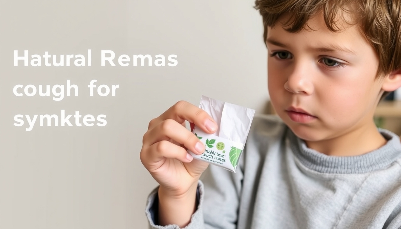 Boy with a tissue packaging homemade herbal cough drops emphasizing the creation of natural remedies for cold symptoms.