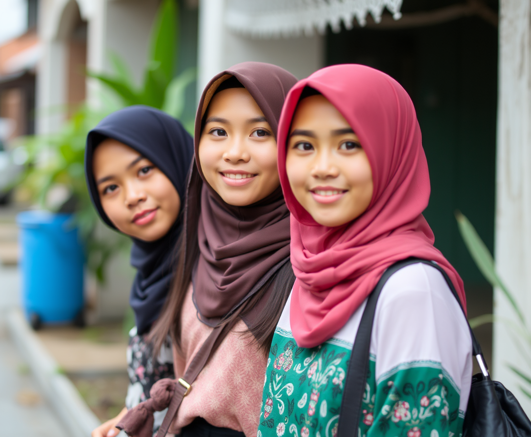 'Indonesian girls are very beautiful, wearing everyday clothing, 1 person.' - Image