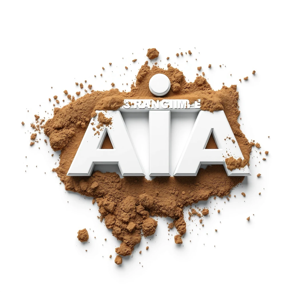 Majestically 3D photo of cow dung splattered onto the "AIA" logo.