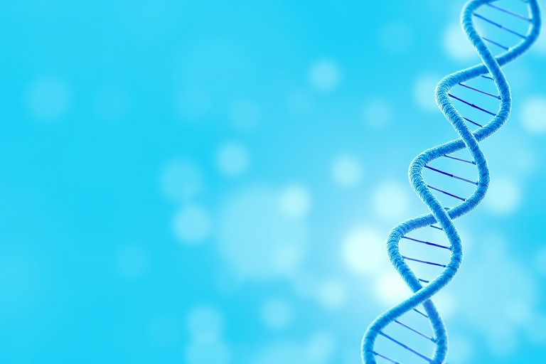 Abstract background with DNA DNA DNA DNA DNA DNA, a stock photo, Shutterstock, science background, medical background, laboratory background, lab background, biochemical illustration, sterile background, light blue pastel background, blue background color. - Image