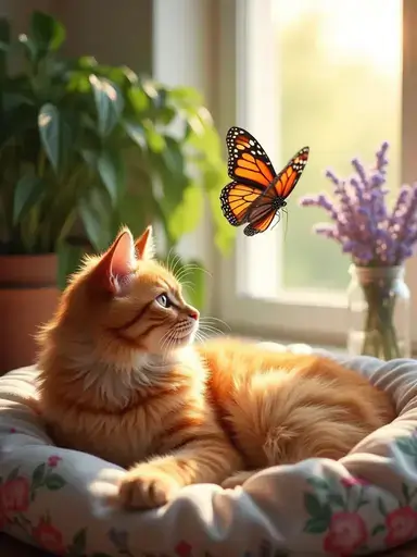 A cat is sleeping on a window