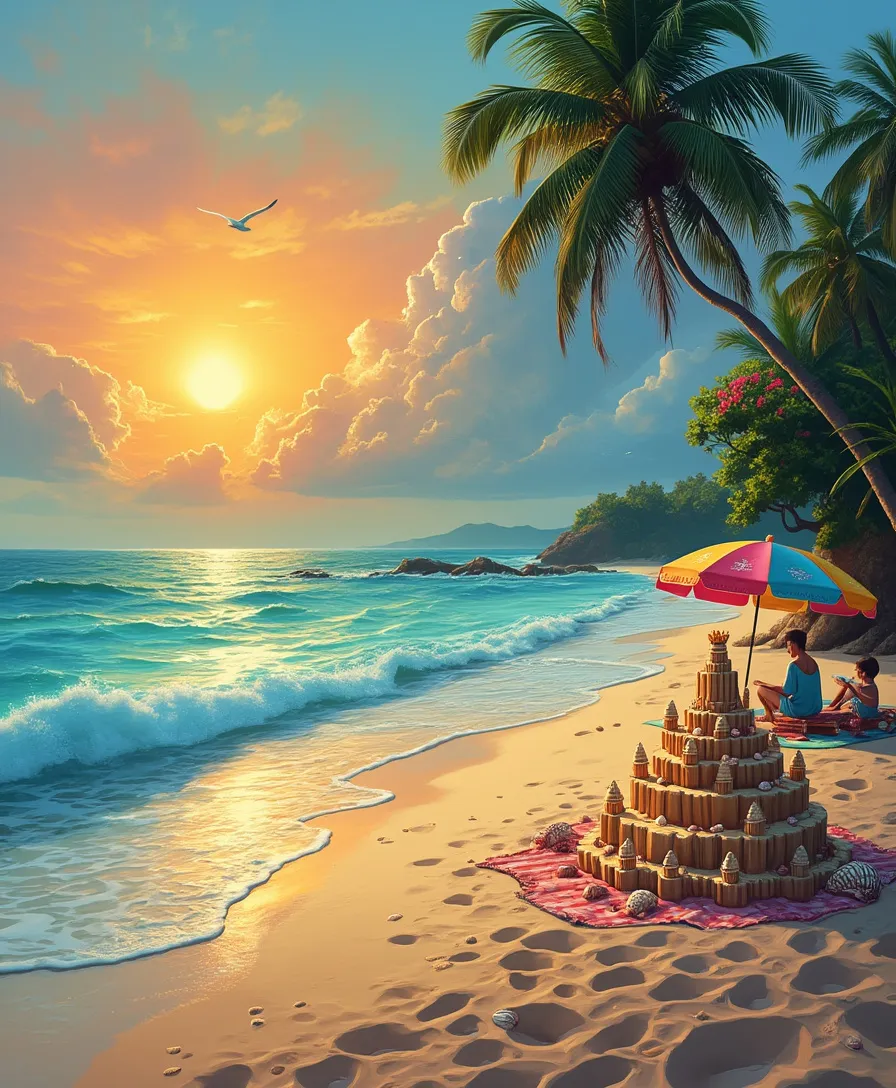 a beach scene created by Flux Pro